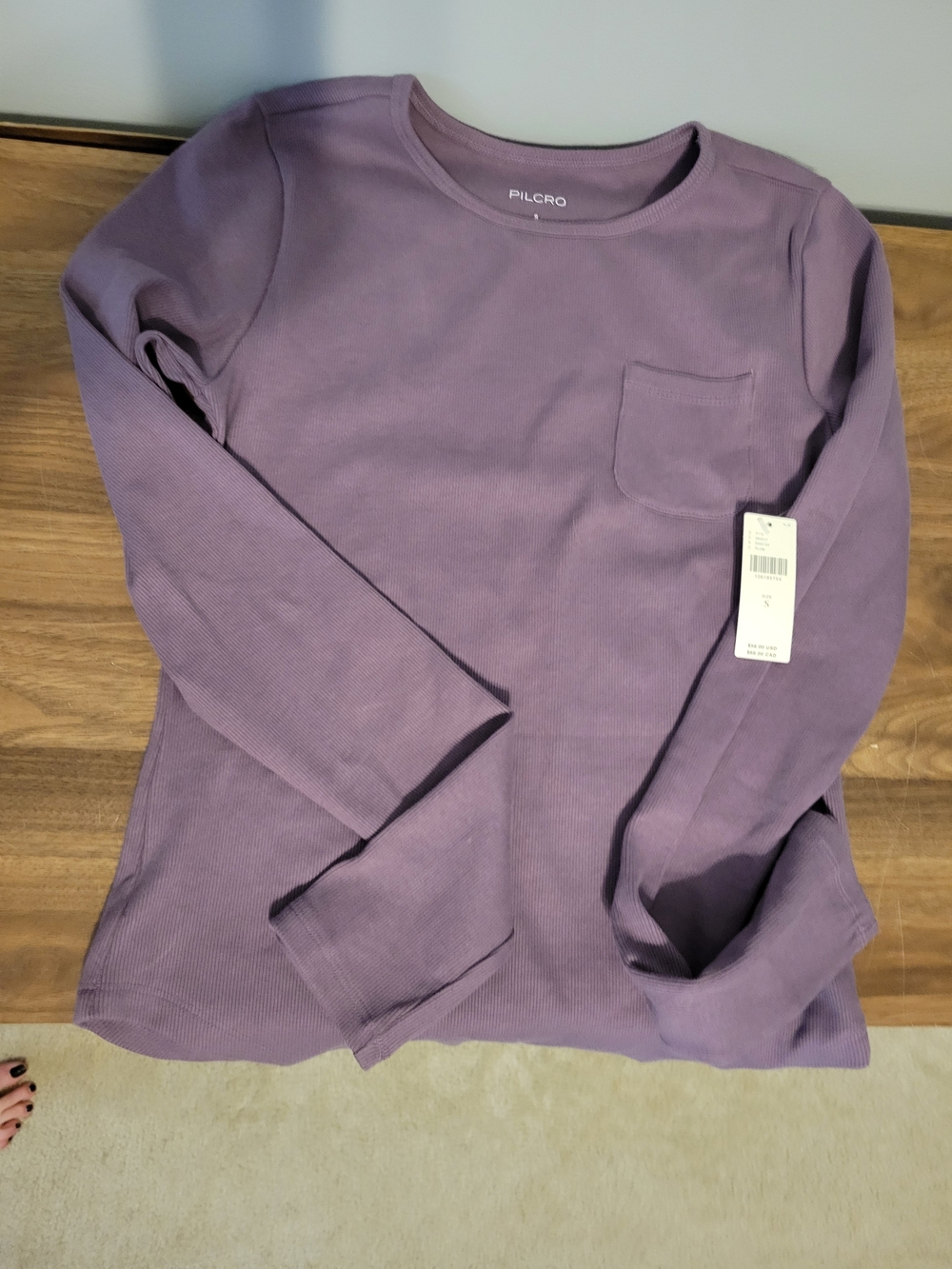 Pilcro Plum Long-Sleeve Pocket Tee